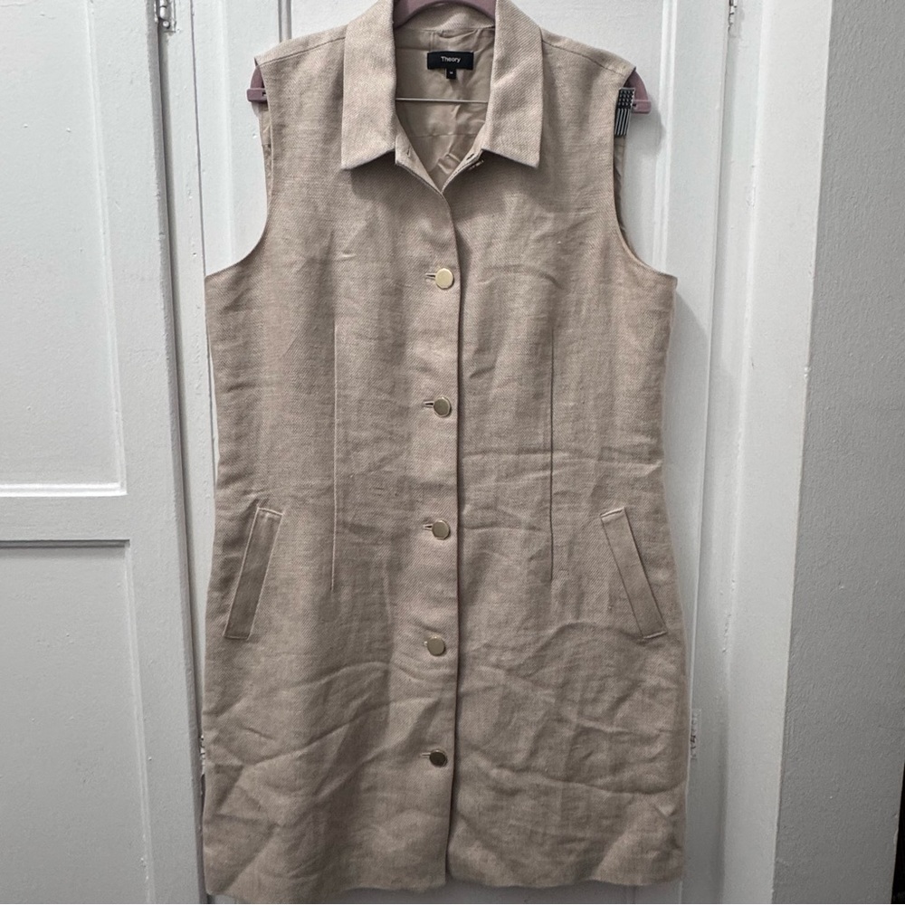 Theory Linen Button Up Dress